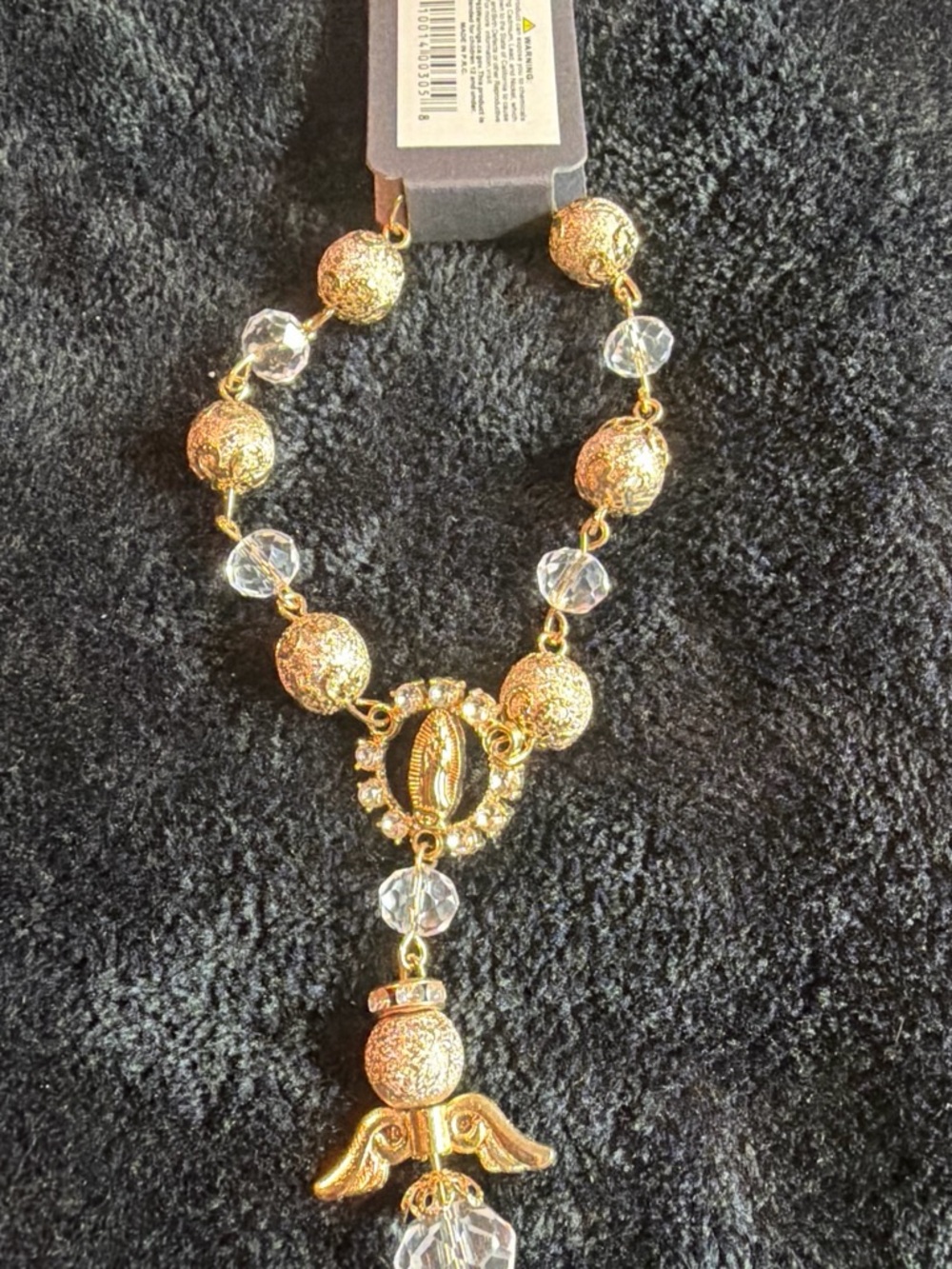 Gold Religious Pendant Beaded Necklace - Women Jewelry